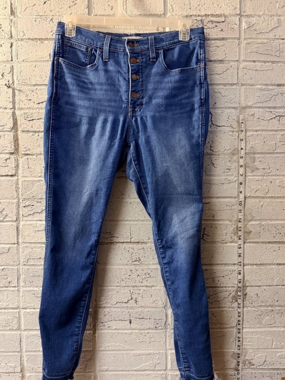 Madewell 31 10" High Rise Skinny Jeans Button Fly Raw Hem Medium Wash